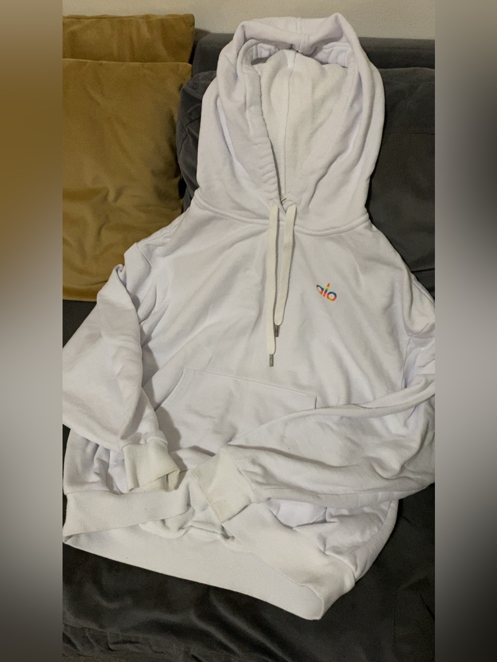 ALO Yoga White Oversized Hoodie - Women's Pullover - Picture 13 of 16